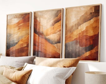 Set van 3 abstracte posters, kleurrijke muurkunstset, geometrische galerijprint, 3 paneelmuurkunst, 3-delige abstracte posterset