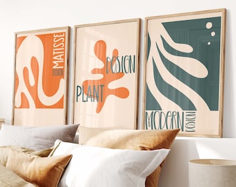 Matisse-Inspired Wall Art - Colorful Poster Set of 3 Art Prints | Henri Matisse Prints | Aesthetic Gallery Wall Art Set | 3 Piece Print