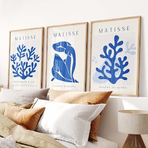 Matisse-Inspired Wall Art - Neutral Poster Set of 3 Art Prints | Henri Matisse Prints | Aesthetic Gallery Wall Art Set | 3 Piece Print