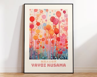 Yayoi Kusama Poster - Abstract Yayoi Kusama Print, Japandi Art, Japanese Wall Art - Inspired by Yayoi Kusama Japandi Wall Art