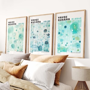 Yayoi Kusama 3 Piece Poster Set - Japanese Wall Art,  Kusama Inspired Art, 3 Piece Wall Art Yayoi Kusama Print, Japanese Gallery Poster Set