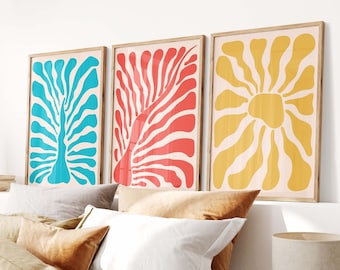 Matisse-Inspired Wall Art - Colorful Poster Set of 3 Art Prints | Henri Matisse Prints | Aesthetic Gallery Wall Art Set | 3 Piece Print