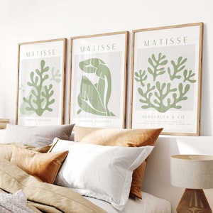 Matisse-Inspired Wall Art - Neutral Poster Set of 3 Art Prints | Henri Matisse Prints | Aesthetic Gallery Wall Art Set | 3 Piece Print
