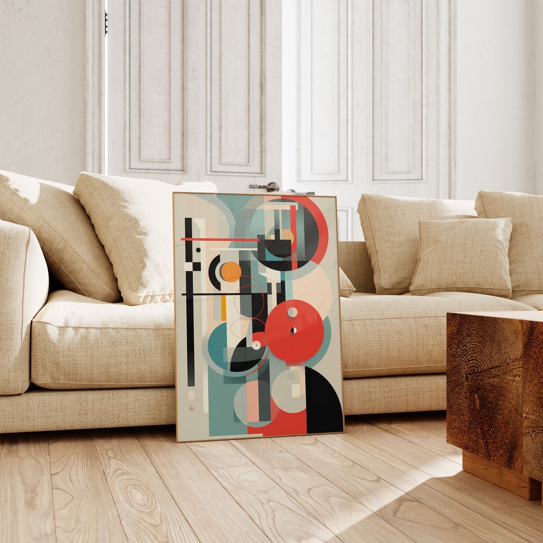 Bauhaus Poster Print - Geometric Wall Art as Living Room Decor, Retro ...