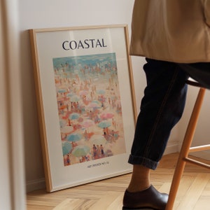 Coastal Pink Ocean Print, Aquarell Wandkunst für Strandhaus Dekoration, gerahmte Poster für Beachy Zimmer Dekoration, Teenage Girl Geschenke Bild 7