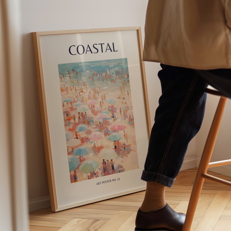 Coastal Pink Ocean Print, Aquarell Wandkunst für Strandhaus Dekoration, gerahmte Poster für Beachy Zimmer Dekoration, Teenage Girl Geschenke Bild 7