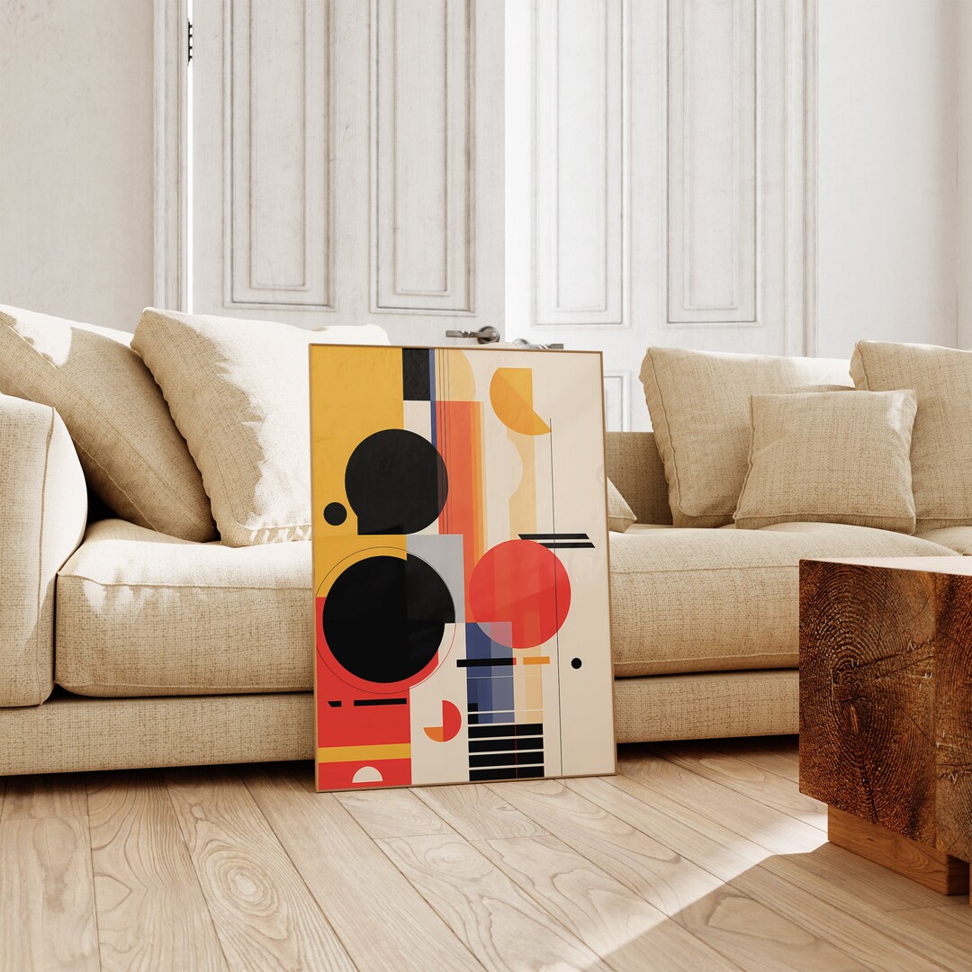 Bauhaus Poster Print - Geometric Wall Art as Living Room Decor, Retro ...