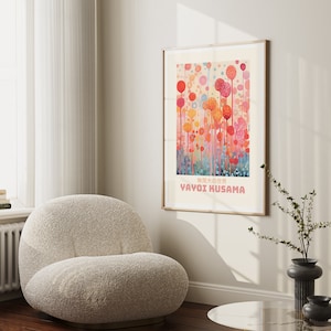 Cartel de Yayoi Kusama - Impresión abstracta de Yayoi Kusama, Arte japonés, Arte de pared japonés - Inspirado en Yayoi Kusama Japandi Wall Art imagen 4
