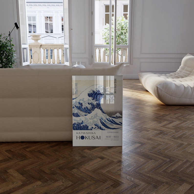 Katsushika Hokusai Poster - "The Great Wave" Japanese Wall Art, Exhibition Gallery Wall, Hokusai Print as Japanese Poster, Japandi Poster image 4
