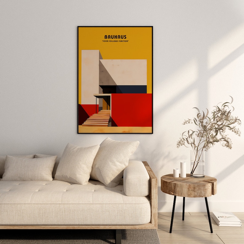 Bauhaus Poster Print - Geometric Wall Art as Living Room Decor, Retro ...