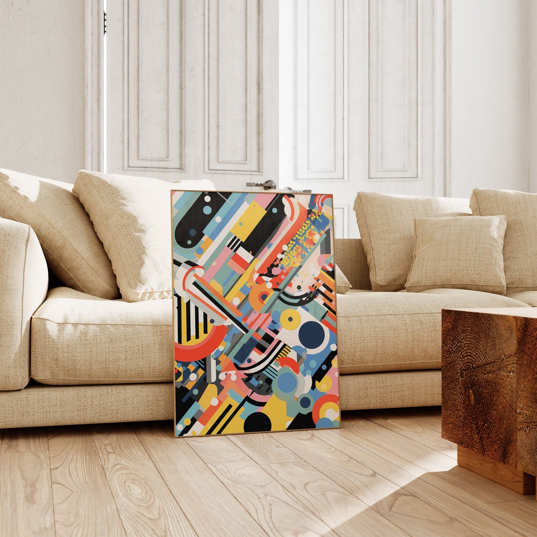 Bauhaus Poster Print - Geometric Wall Art as Living Room Decor, Retro ...