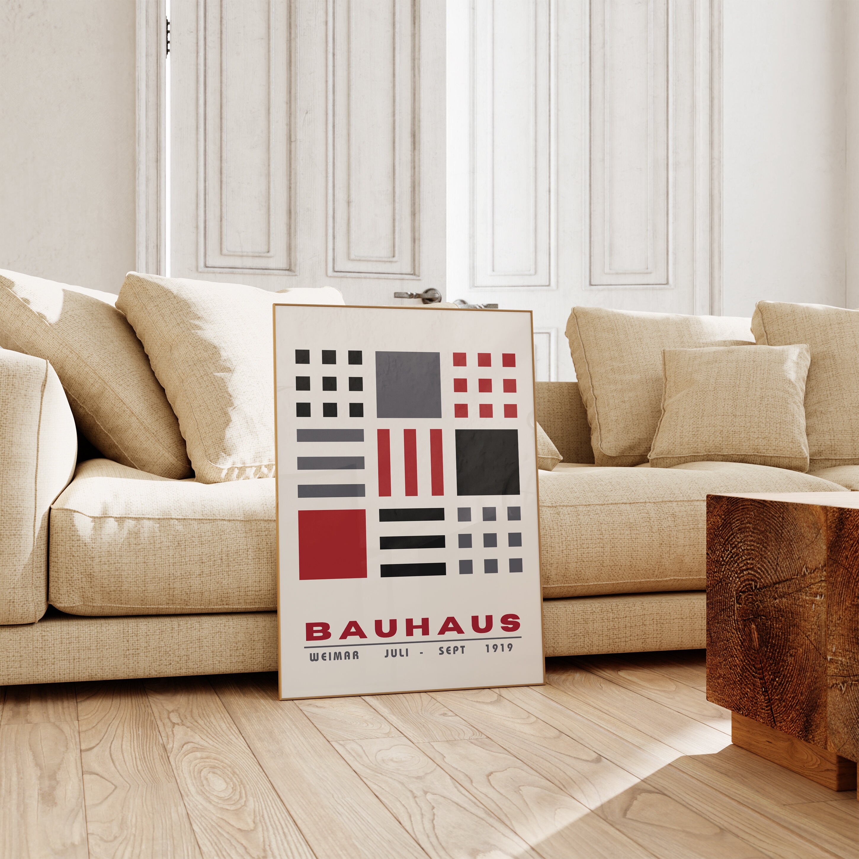 Bauhaus Poster Print - Geometric Wall Art as Living Room Decor, Retro ...