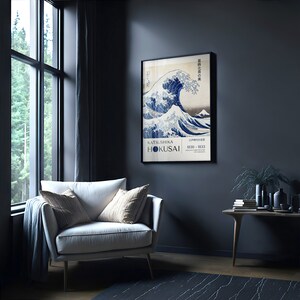 Katsushika Hokusai Poster - "The Great Wave" Japanese Wall Art, Exhibition Gallery Wall, Hokusai Print as Japanese Poster, Japandi Poster image 7