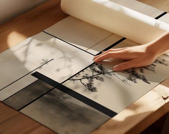 Japandi Scandi Wall Art, Japanese Architecture Bauhaus Inspired