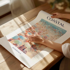 Coastal Pink Ocean Print, Aquarell Wandkunst für Strandhaus Dekoration, gerahmte Poster für Beachy Zimmer Dekoration, Teenage Girl Geschenke Bild 3