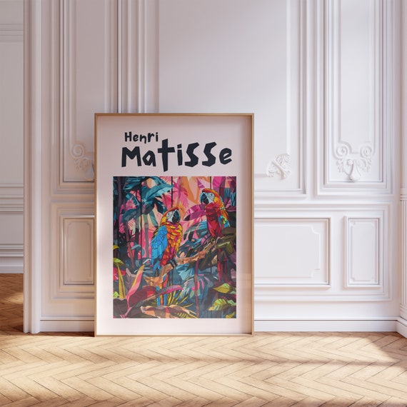 Henri Matisse inspirierter Druck mit Rahmen, Matisse Kunstdruck, Wohnzimmer Wandkunst, kunstvoll gerahmtes Matisse Poster, Matisse gedruckt