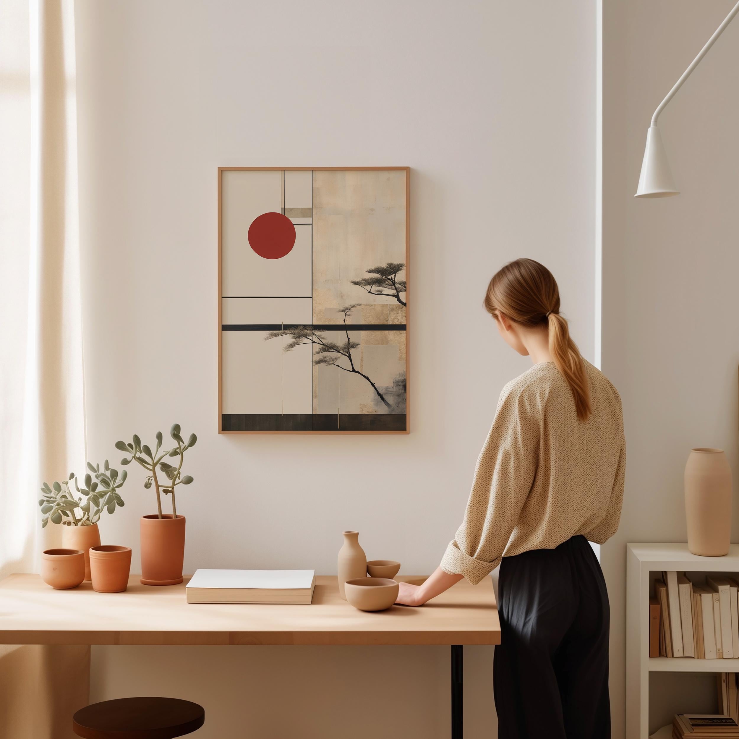 「大人気 新入荷 新品」に該当するファッション通販 Japanese Art Wall Japandi Illusion, Optical Architecture 版画
