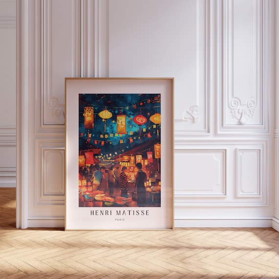 Henri Matisse inspirierter Druck mit Rahmen, Matisse Kunstdruck, Wohnzimmer Wandkunst, kunstvoll gerahmtes Matisse Poster, Matisse gedruckt