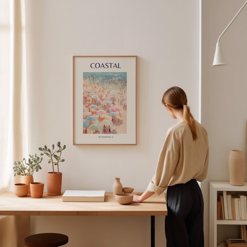 Coastal Pink Ocean Print, Aquarell Wandkunst für Strandhaus Dekoration, gerahmte Poster für Beachy Zimmer Dekoration, Teenage Girl Geschenke Bild 6