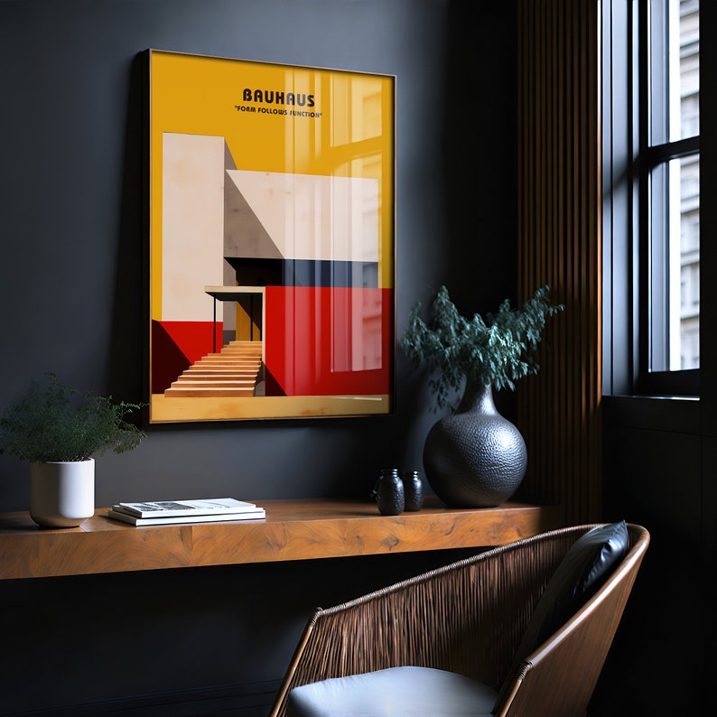 Bauhaus Poster Print - Geometric Wall Art as Living Room Decor, Retro ...
