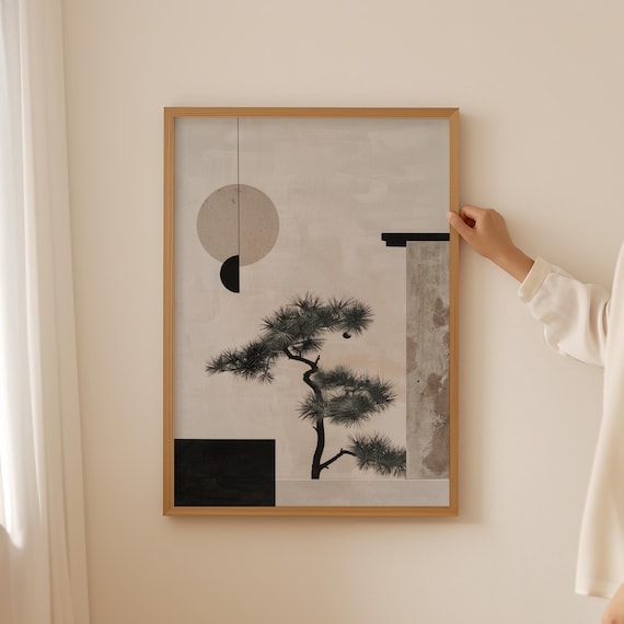 Buy Japanese Art Bonsai Tree Poster, Mid Century Modern Geometric Bauhaus  Print, Japandi Style Vintage Prints, Muted Aesthetic Office Posters Online  in India - Etsy