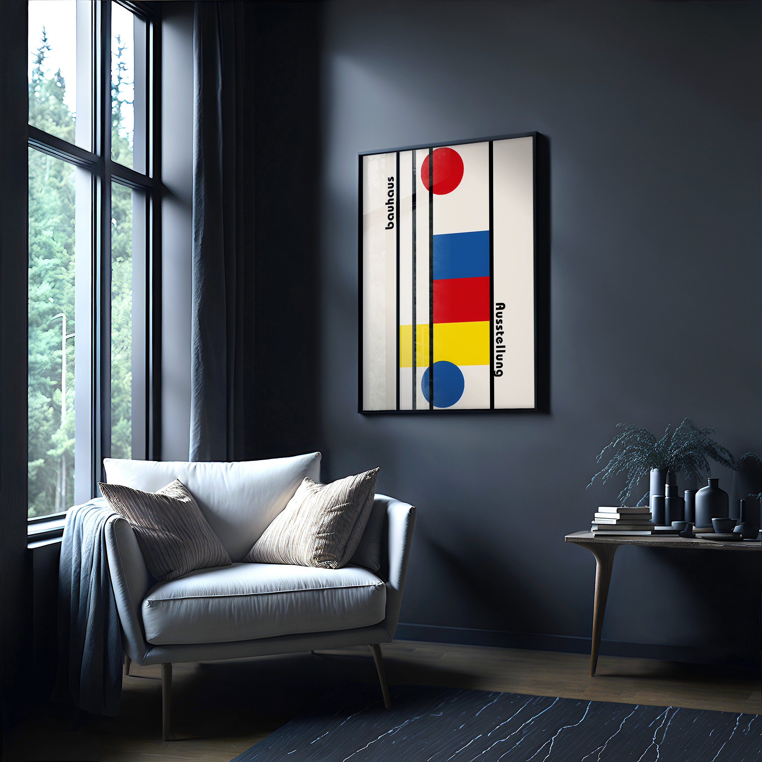Bauhaus Poster Print - Geometric Wall Art as Living Room Decor, Retro ...