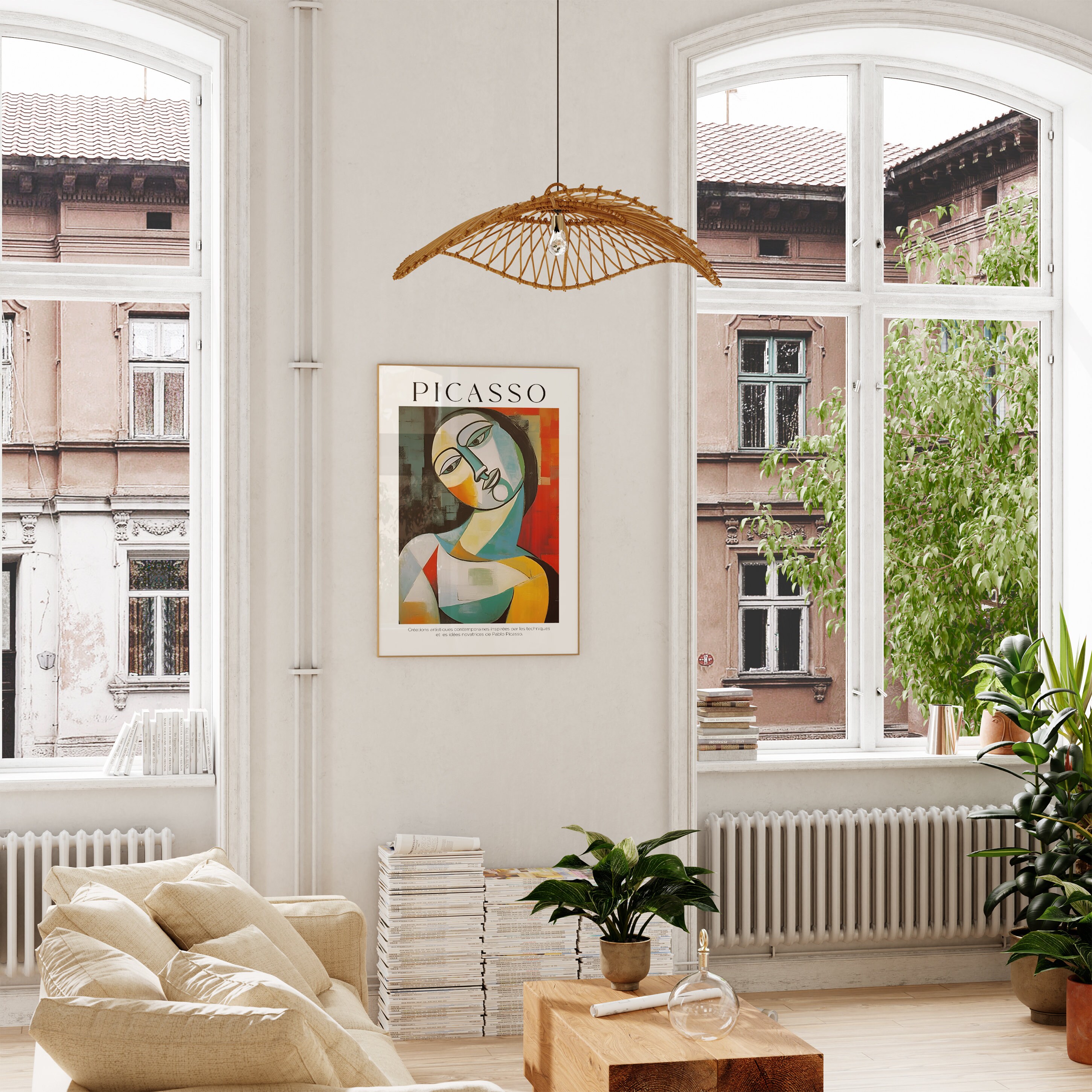 Pablo　Picasso、ワイングラス、希少な額装用画集より、新品高級額装付 浜田浜雄、ユパス、希少限定画集画より、新品高級額装付
