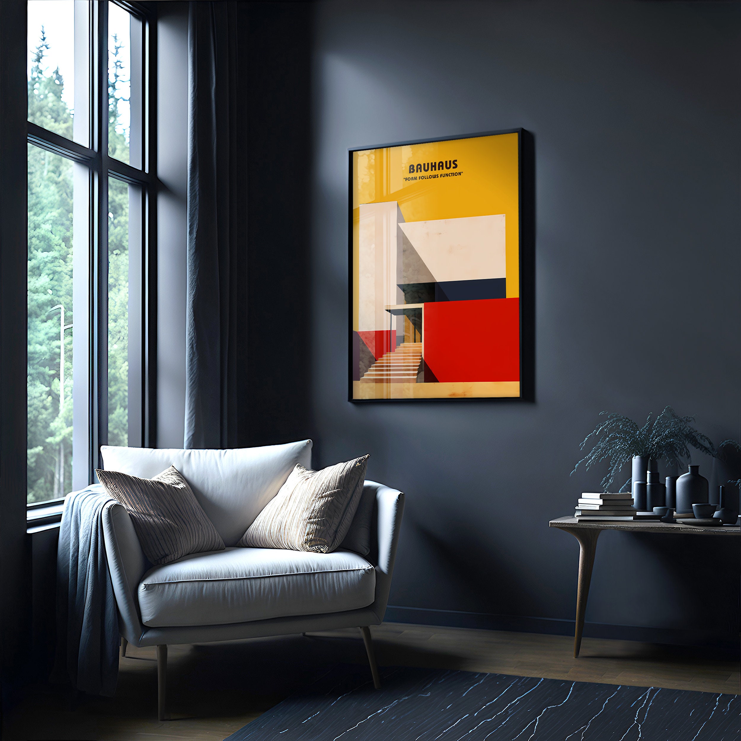 Bauhaus Poster Print - Geometric Wall Art as Living Room Decor, Retro ...