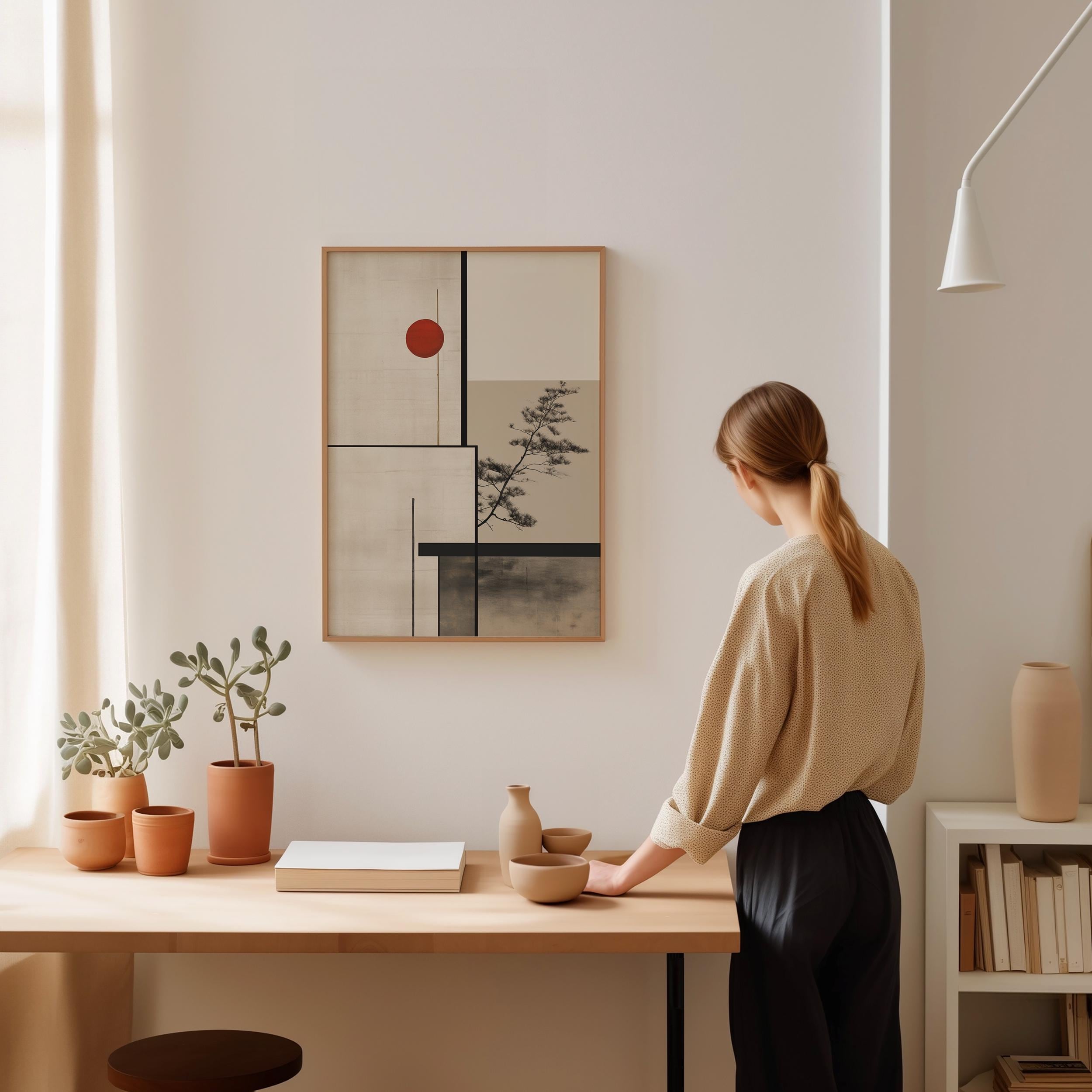 【A1】Japandi-01　KONTUR / Bauhaus アート Japandi Scandi Wall Art, Japanese Architecture Bauhaus Inspired