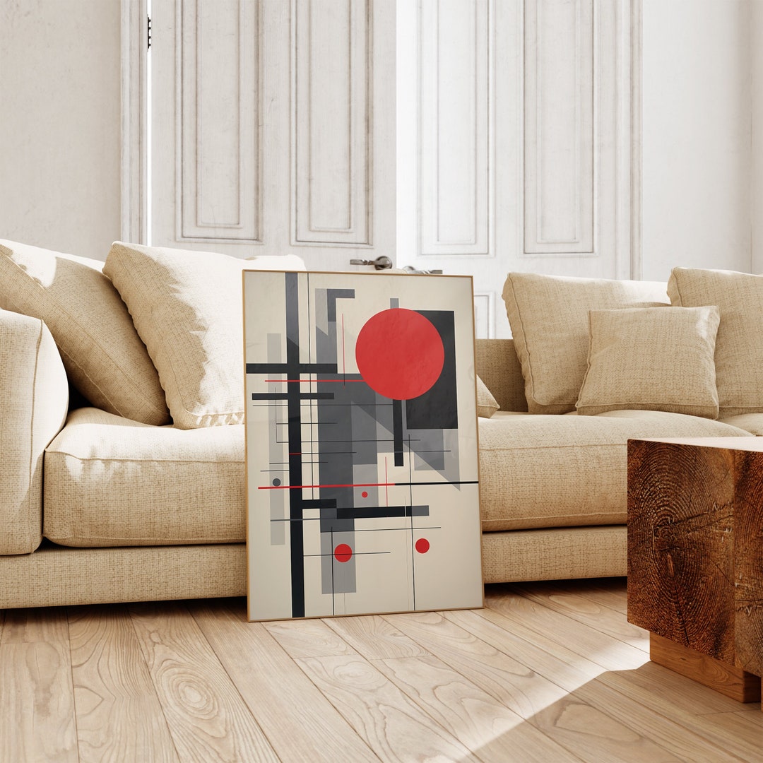 Bauhaus Poster Print - Geometric Wall Art as Living Room Decor, Retro ...