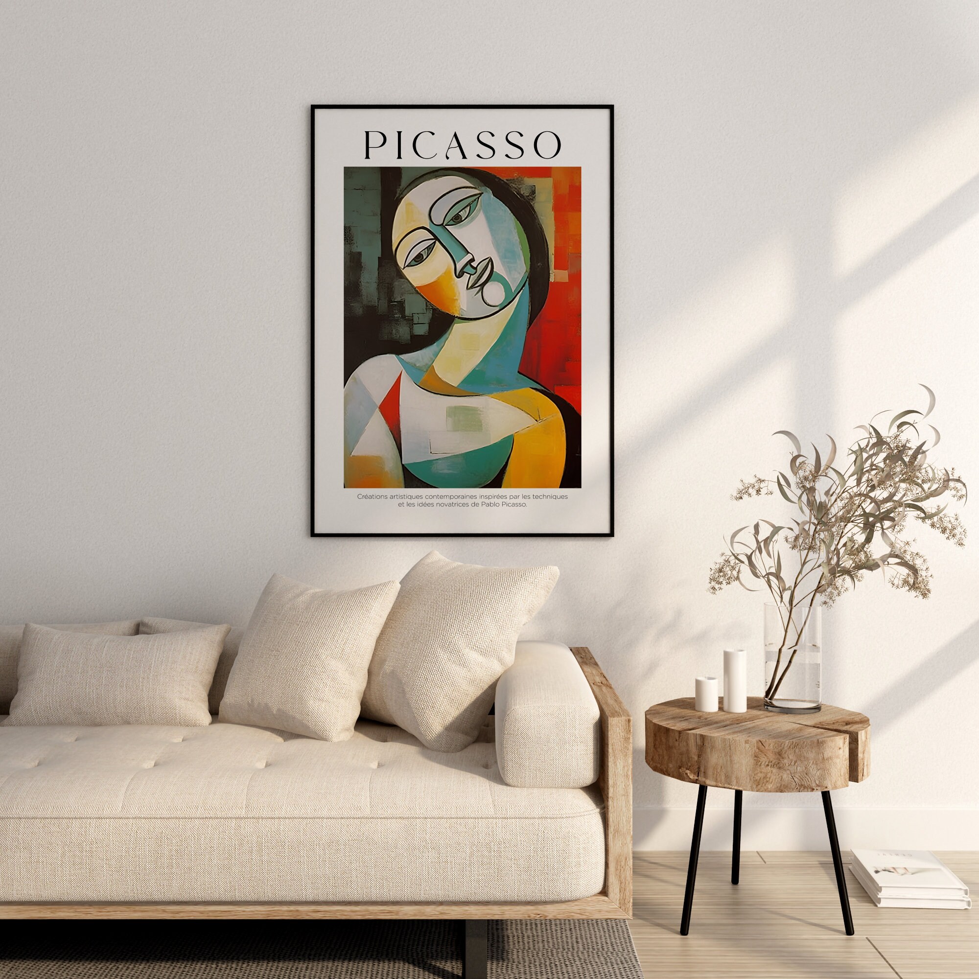 Pablo　Picasso、ワイングラス、希少な額装用画集より、新品高級額装付 Pablo Picasso Poster, Abstract Vintage Art Print, Minimalist