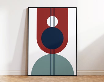 Mid Century Modern Boho Wall Art Poster Print | Aesthetic Room Decor | Bauhaus Exhibition Poster | Above Bed Wall Decor | Boho Gallery Wall