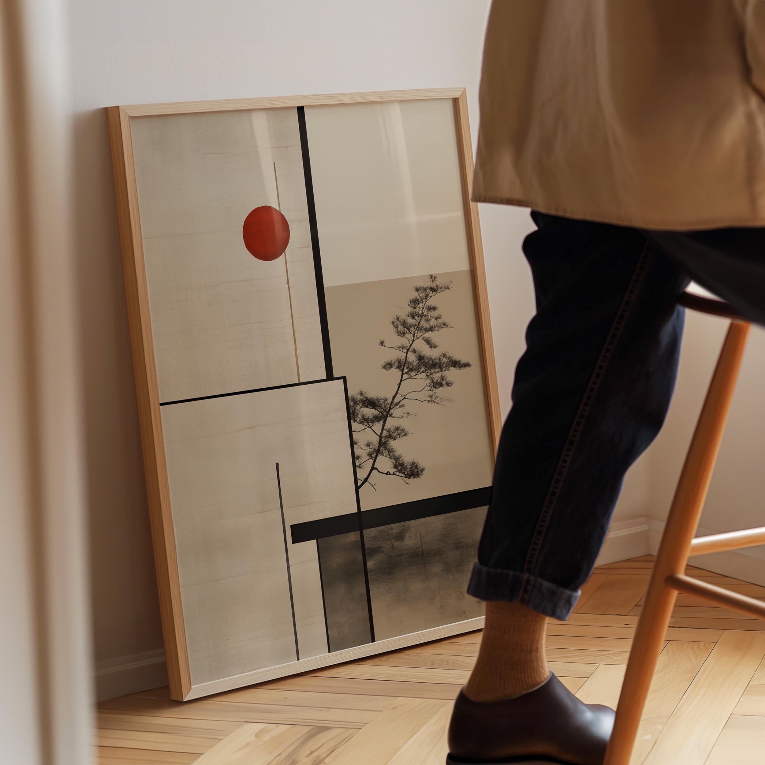 Japandi Scandi Wall Art, Japanese Architecture Bauhaus Inspired