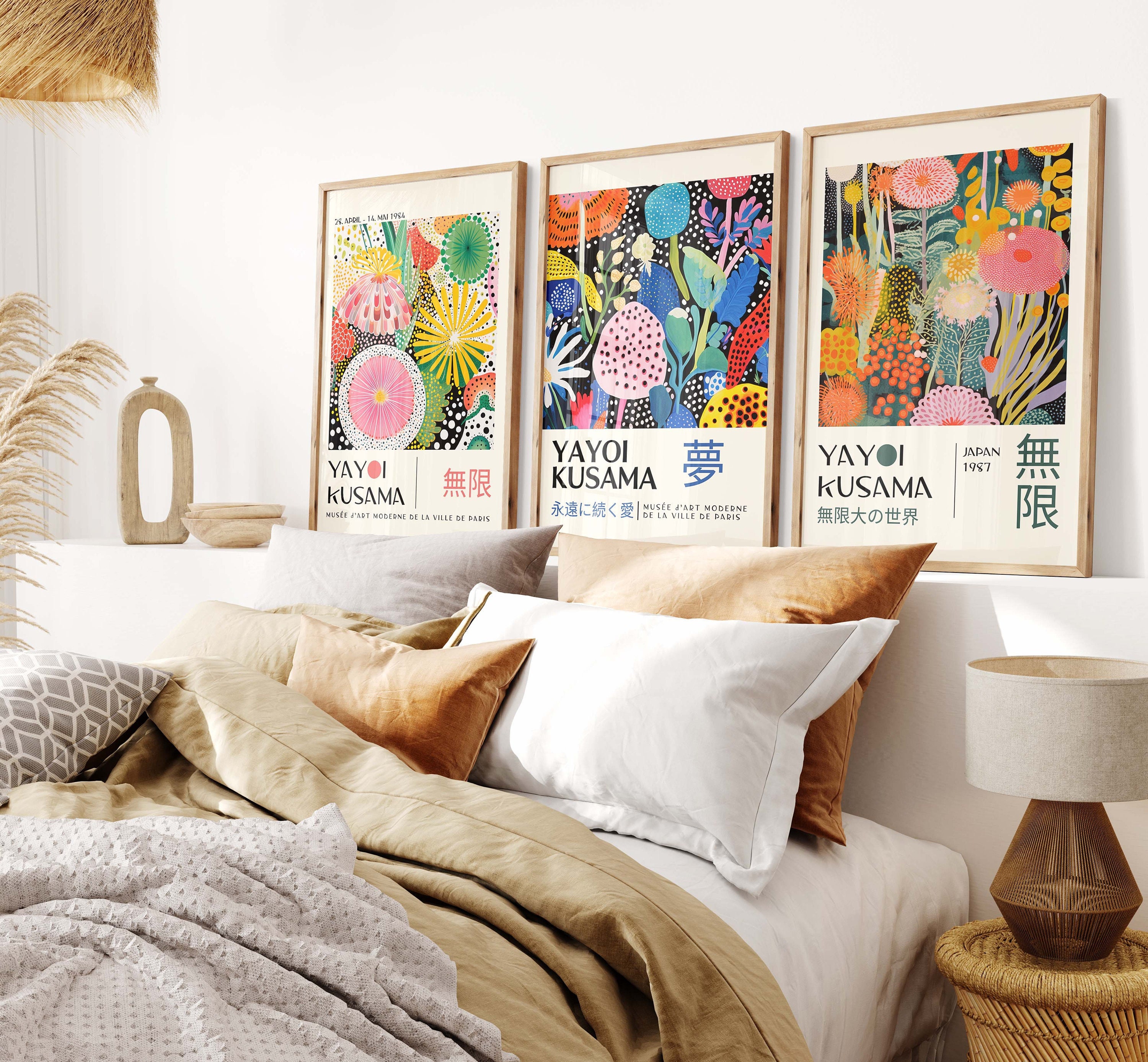 Yayoi Kusama 3 Piece Poster Set - Japanese Wall Art, Kusama