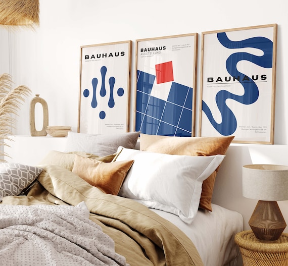 3 Piece Bauhaus Poster Set - Aesthetic Room Decor as Exhibition