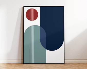 Mid Century Modern Boho Wall Art Poster Print | Aesthetic Room Decor | Bauhaus Exhibition Poster | Above Bed Wall Decor | Boho Gallery Wall