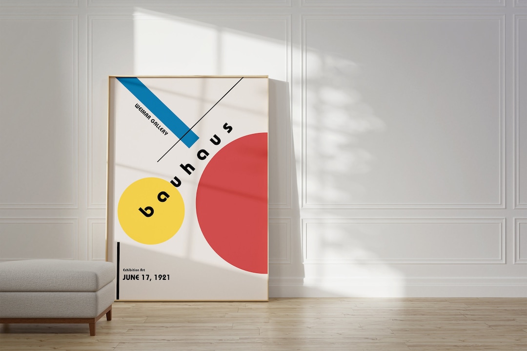 Bauhaus Poster Print - Geometric Wall Art as Living Room Decor, Retro ...