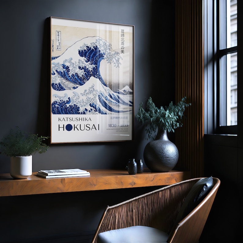 Katsushika Hokusai Poster - "The Great Wave" Japanese Wall Art, Exhibition Gallery Wall, Hokusai Print as Japanese Poster, Japandi Poster image 6