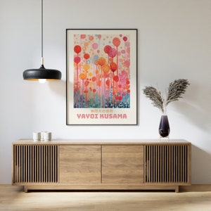 Cartel de Yayoi Kusama - Impresión abstracta de Yayoi Kusama, Arte japonés, Arte de pared japonés - Inspirado en Yayoi Kusama Japandi Wall Art imagen 8