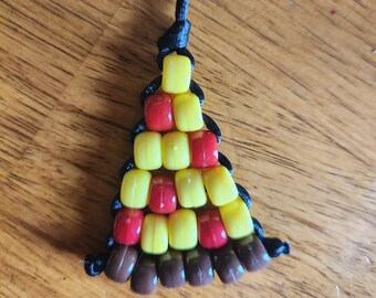 Beaded Pizza Keychain