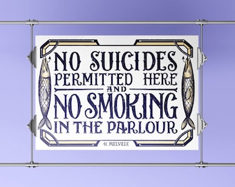 Moby Dick quote from the novel by Herman Melville, hand lettering poster