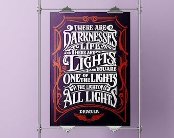 Dracula art, quote from the novel by Bram Stoker, hand lettering poster - The Light of all lights