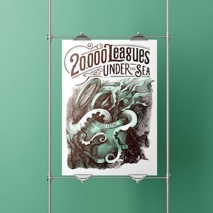 20.000 Lagen unter dem Meer Poster gewidmet dem gleichnamigen Roman von Jules Verne, A4