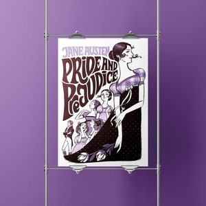 Cartaz de Orgulho e Preconceito, impressão ilustrada do romance de Jane Austen, A4