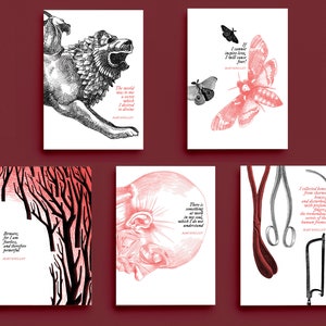 Frankenstein Postkarten, Illustrationen und Zitate aus dem Roman Mary Shelley (5er Set) Frankenstein Kunst