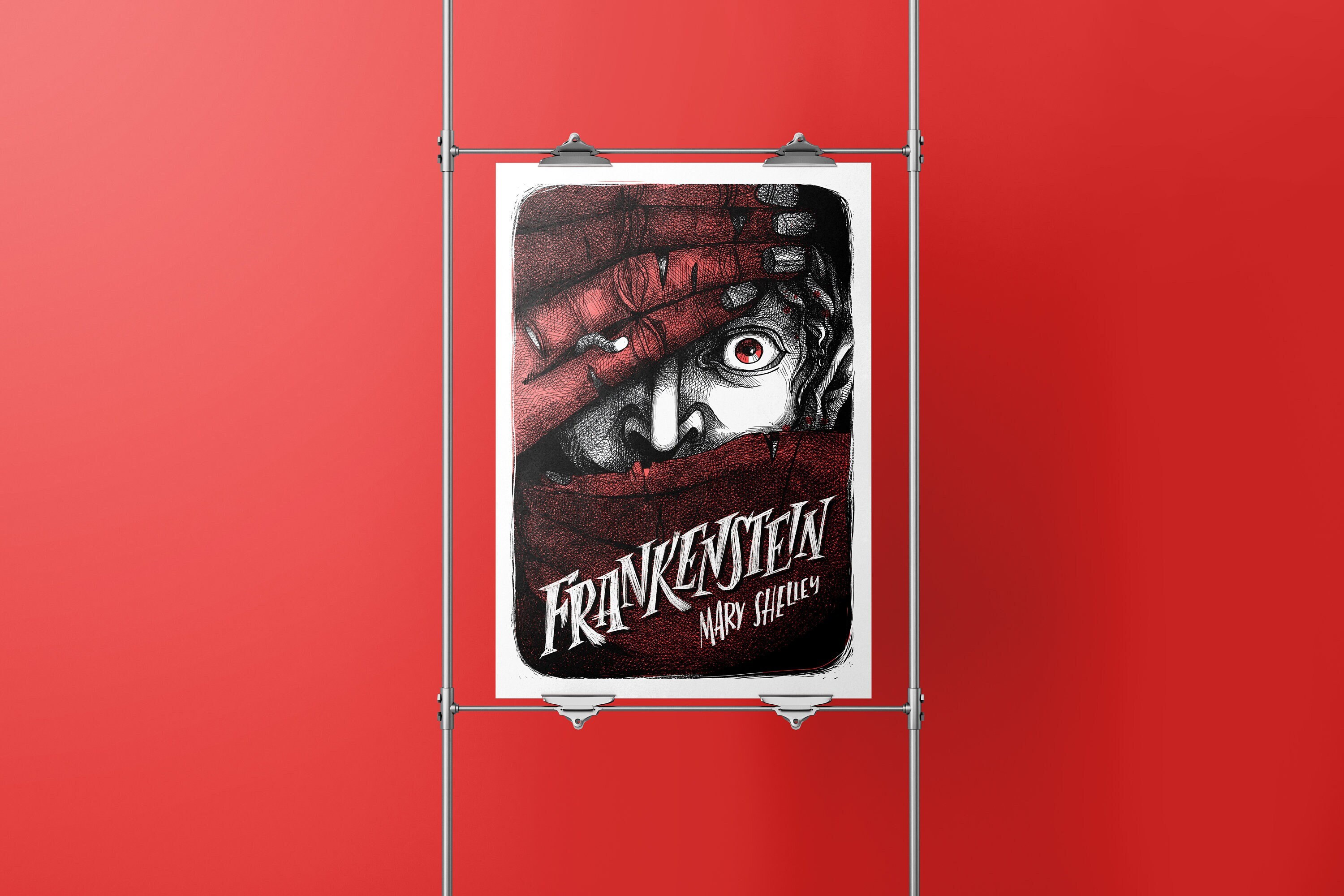 Frankenstein poster dedicated to the novel by Mary Shelley, A4 size