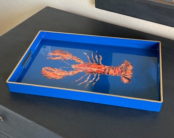Lobster Serving Tray - Original Torn paper Painting under resin