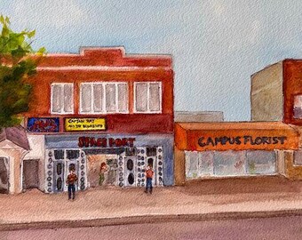 Digital Download Champaign Illinois Green Street - Watercolor Print