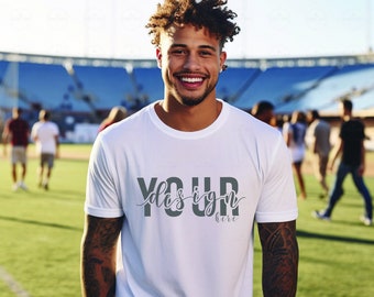 Weiß Fußball Herren T-Shirt Mockup - Sofortiger Download JPG - Weißes T-Shirt Mockup - Athletisches Shirt Design - Digitaler Download-Sport Mockup