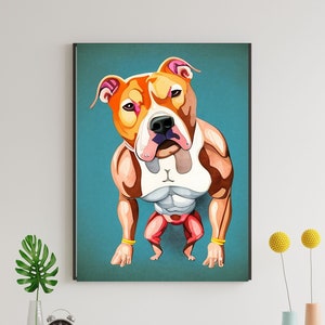 Mess With Tito Digital Art Print, Pit Bull Art, Pet Portrait, Bold, Modern, Muscled Dog, Wall Art, Tough Dog, Pet Portrait, Urban Art